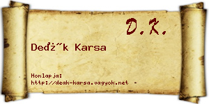 Deák Karsa névjegykártya