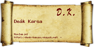 Deák Karsa névjegykártya