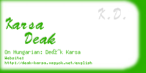 karsa deak business card